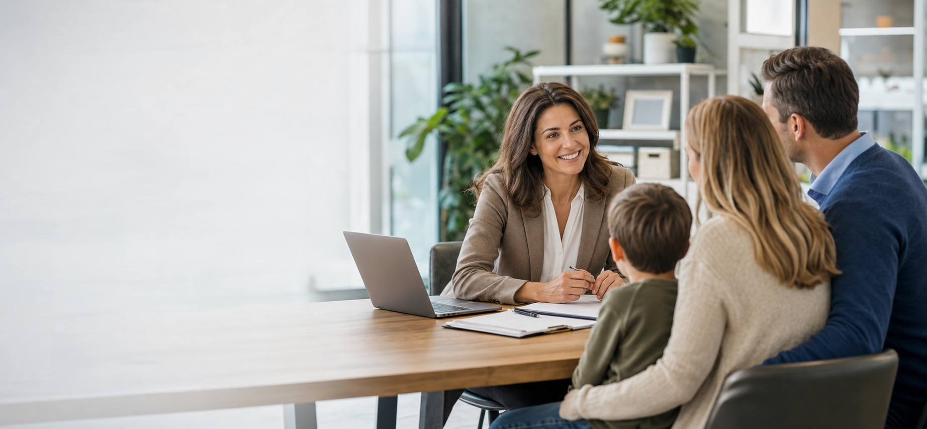 Insurance consultation in a professional office